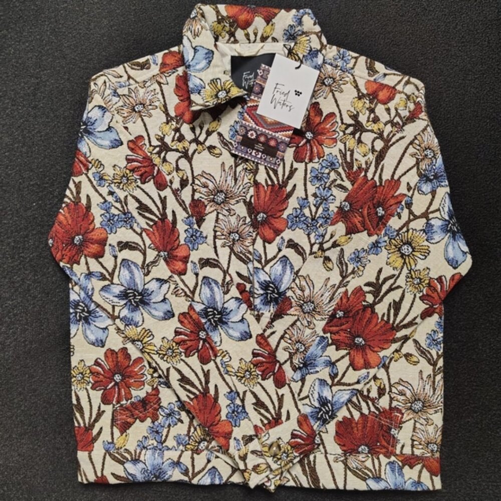 Fried Waters Floral Textured Full Zip Bomber Jacket Tapestry Edition